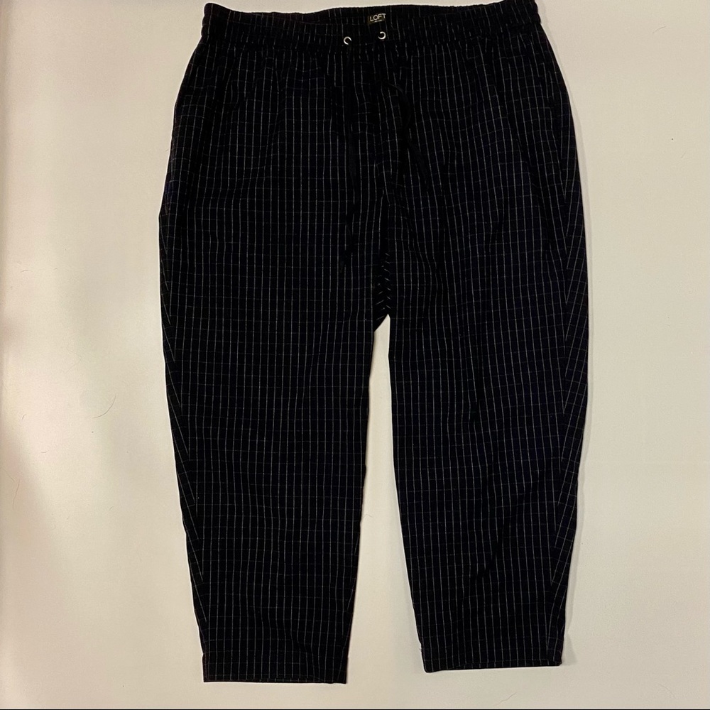 LOFT Black Pinstripe Straight Leg Pants